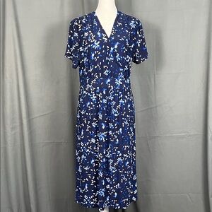 Kasper Navy Floral Midi Dress